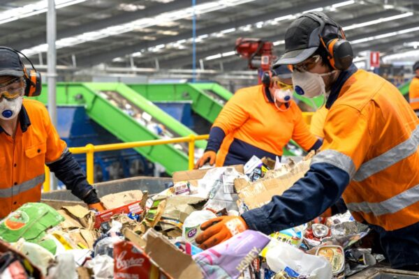 Staff working on waste management