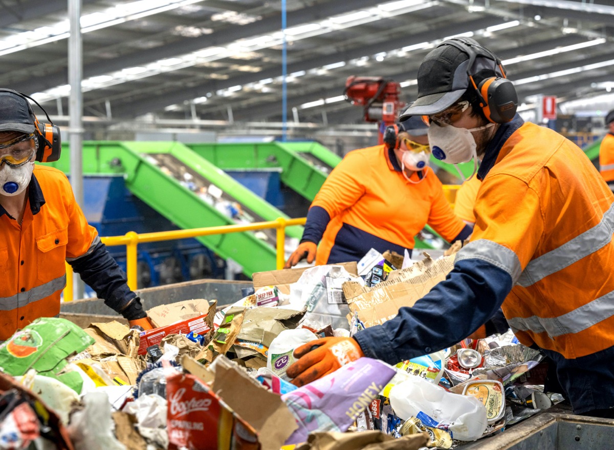 Staff working on waste management